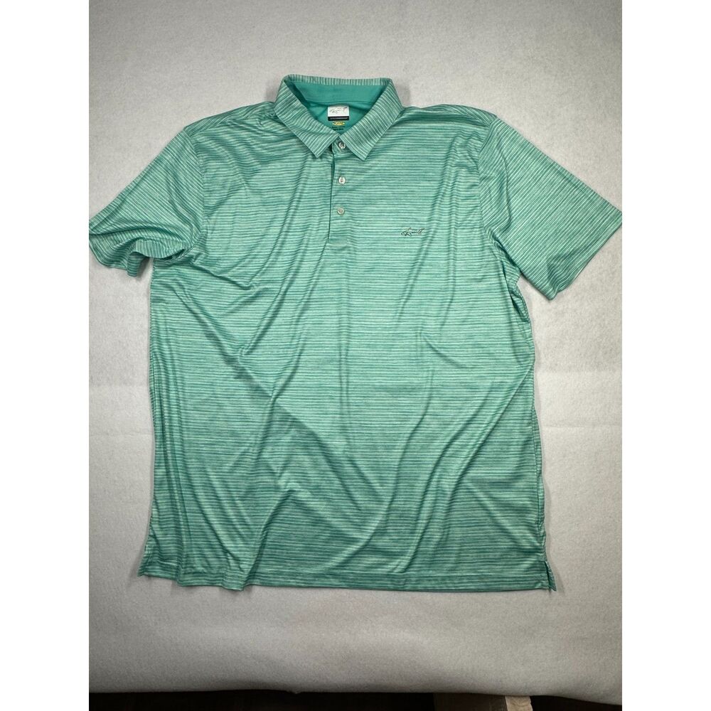 Greg Norman Play Dry polo SS Shirt, XXXL, TTTG, Green/white stripe